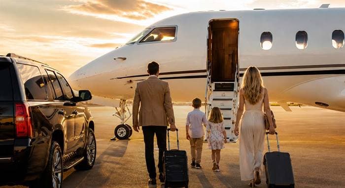 Private jet and airport transfers for families